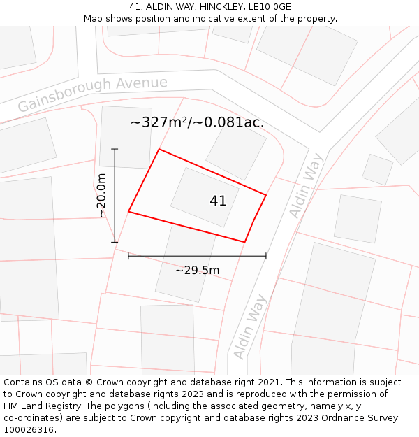 41, ALDIN WAY, HINCKLEY, LE10 0GE: Plot and title map