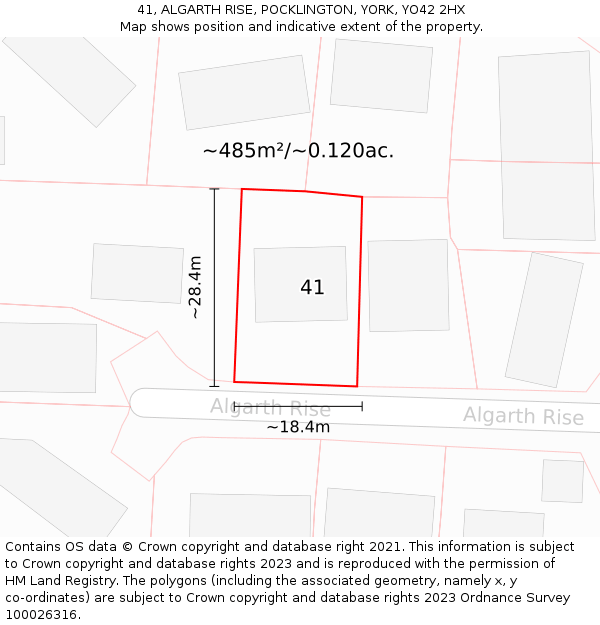 41, ALGARTH RISE, POCKLINGTON, YORK, YO42 2HX: Plot and title map