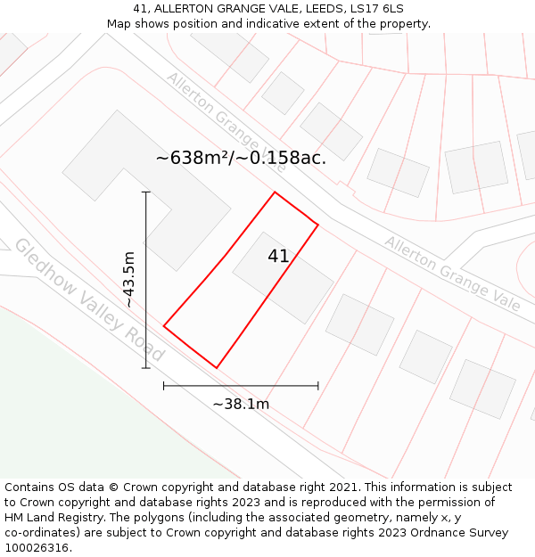 41, ALLERTON GRANGE VALE, LEEDS, LS17 6LS: Plot and title map