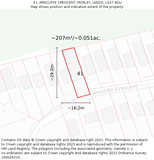 41, ARNCLIFFE CRESCENT, MORLEY, LEEDS, LS27 9DU: Plot and title map