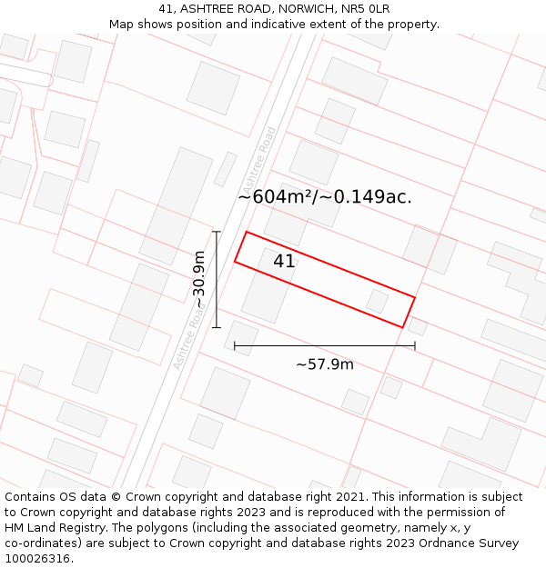 41, ASHTREE ROAD, NORWICH, NR5 0LR: Plot and title map