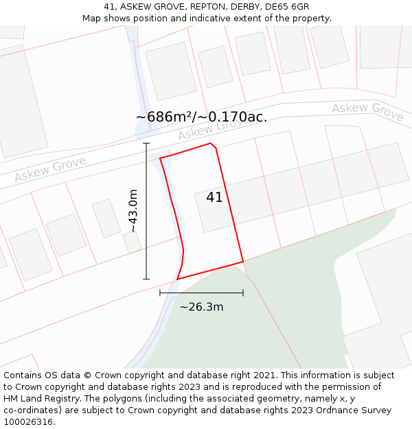 41, ASKEW GROVE, REPTON, DERBY, DE65 6GR: Plot and title map