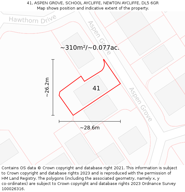 41, ASPEN GROVE, SCHOOL AYCLIFFE, NEWTON AYCLIFFE, DL5 6GR: Plot and title map