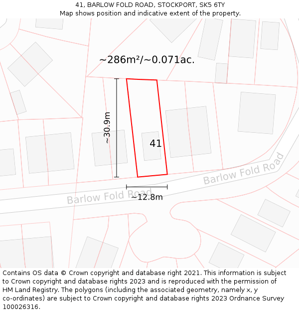 41, BARLOW FOLD ROAD, STOCKPORT, SK5 6TY: Plot and title map