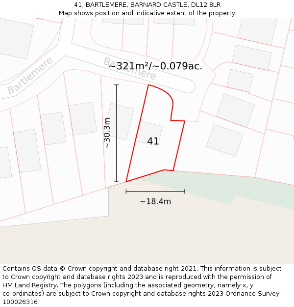 41, BARTLEMERE, BARNARD CASTLE, DL12 8LR: Plot and title map