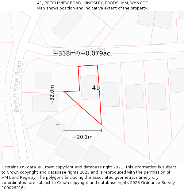 41, BEECH VIEW ROAD, KINGSLEY, FRODSHAM, WA6 8DF: Plot and title map