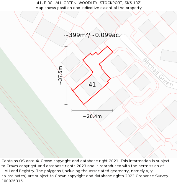 41, BIRCHALL GREEN, WOODLEY, STOCKPORT, SK6 1RZ: Plot and title map