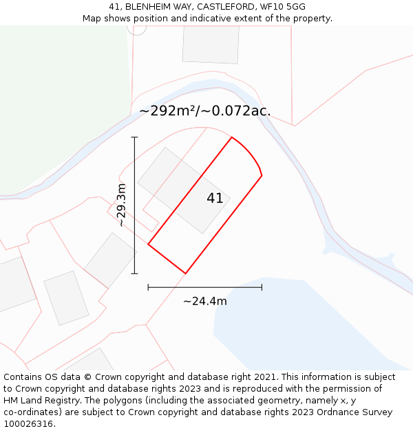 41, BLENHEIM WAY, CASTLEFORD, WF10 5GG: Plot and title map