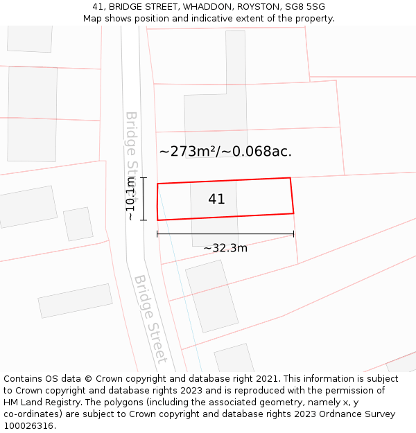 41, BRIDGE STREET, WHADDON, ROYSTON, SG8 5SG: Plot and title map