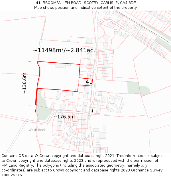 41, BROOMFALLEN ROAD, SCOTBY, CARLISLE, CA4 8DE: Plot and title map