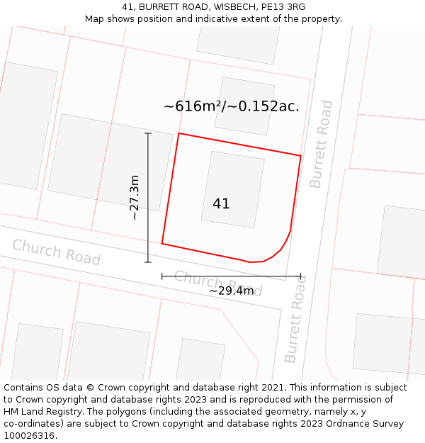 41, BURRETT ROAD, WISBECH, PE13 3RG: Plot and title map