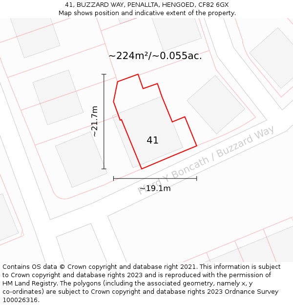 41, BUZZARD WAY, PENALLTA, HENGOED, CF82 6GX: Plot and title map