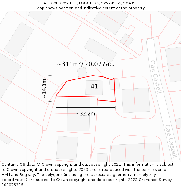 41, CAE CASTELL, LOUGHOR, SWANSEA, SA4 6UJ: Plot and title map