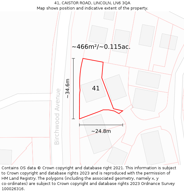 41, CAISTOR ROAD, LINCOLN, LN6 3QA: Plot and title map