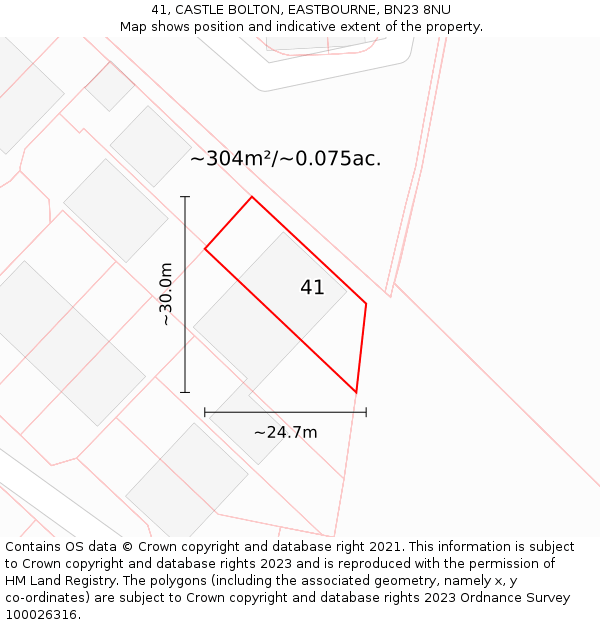 41, CASTLE BOLTON, EASTBOURNE, BN23 8NU: Plot and title map