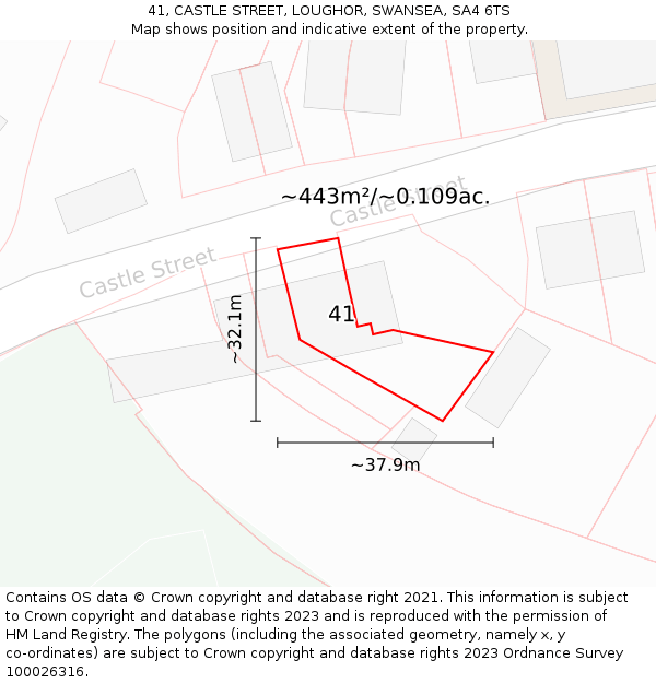 41, CASTLE STREET, LOUGHOR, SWANSEA, SA4 6TS: Plot and title map