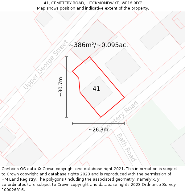 41, CEMETERY ROAD, HECKMONDWIKE, WF16 9DZ: Plot and title map