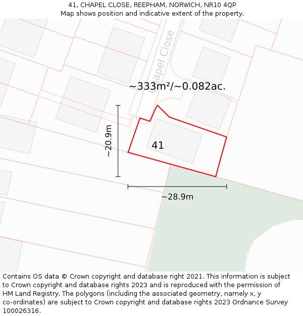 41, CHAPEL CLOSE, REEPHAM, NORWICH, NR10 4QP: Plot and title map