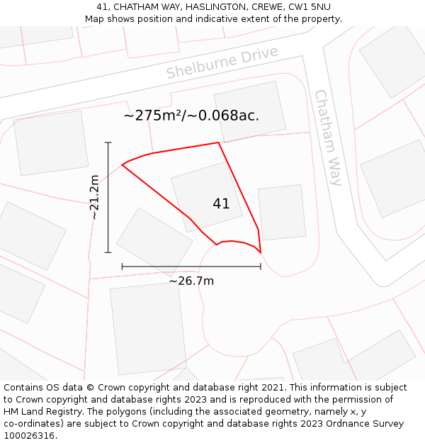 41, CHATHAM WAY, HASLINGTON, CREWE, CW1 5NU: Plot and title map