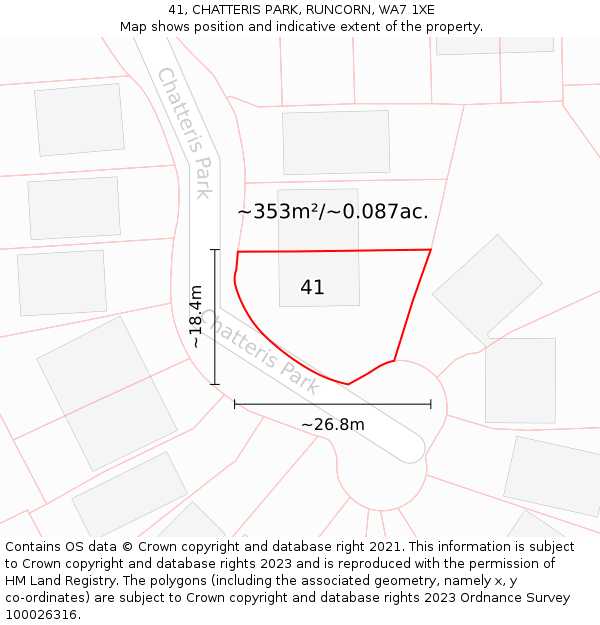 41, CHATTERIS PARK, RUNCORN, WA7 1XE: Plot and title map