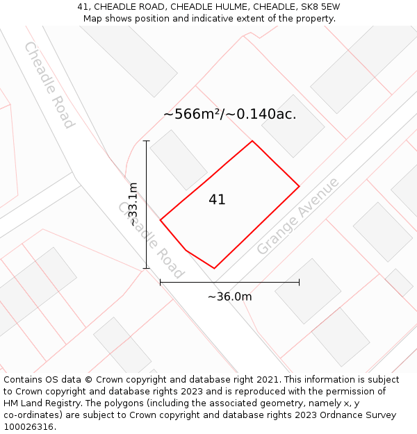 41, CHEADLE ROAD, CHEADLE HULME, CHEADLE, SK8 5EW: Plot and title map