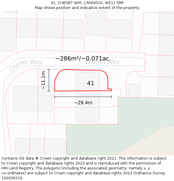 41, CHENET WAY, CANNOCK, WS11 5RR: Plot and title map