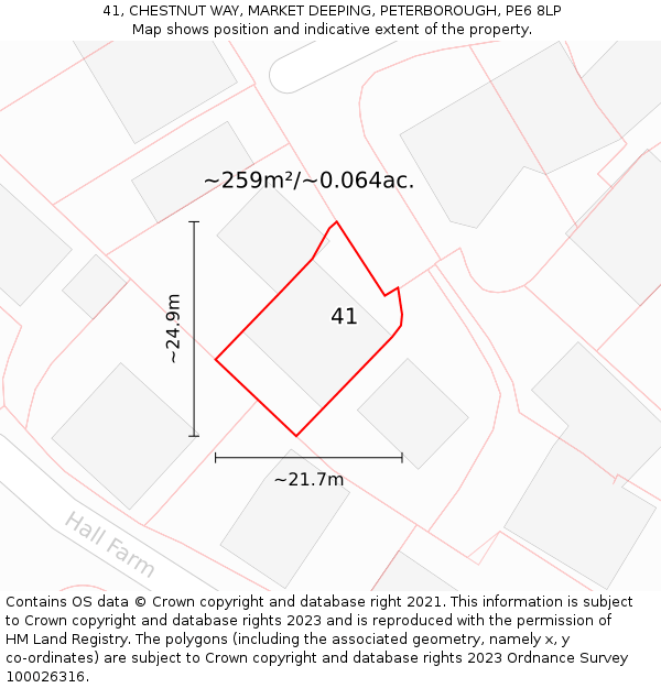 41, CHESTNUT WAY, MARKET DEEPING, PETERBOROUGH, PE6 8LP: Plot and title map