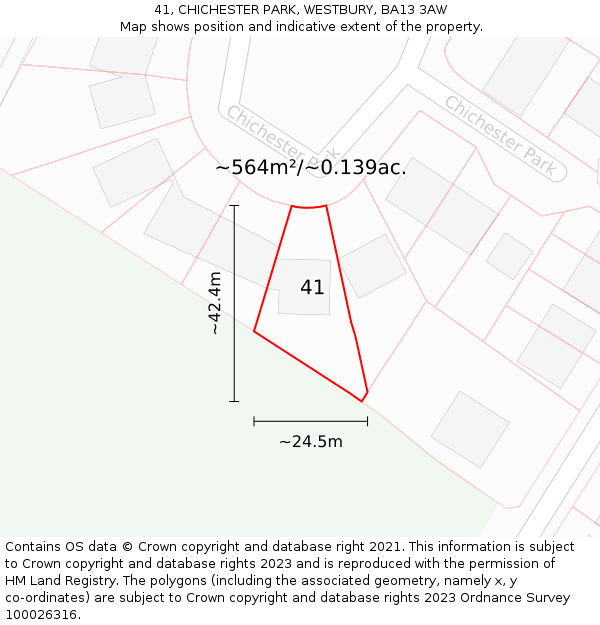 41, CHICHESTER PARK, WESTBURY, BA13 3AW: Plot and title map