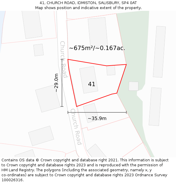41, CHURCH ROAD, IDMISTON, SALISBURY, SP4 0AT: Plot and title map