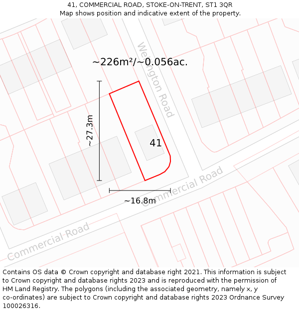 41, COMMERCIAL ROAD, STOKE-ON-TRENT, ST1 3QR: Plot and title map