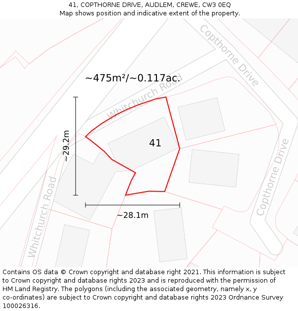 41, COPTHORNE DRIVE, AUDLEM, CREWE, CW3 0EQ: Plot and title map