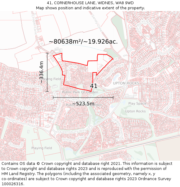 41, CORNERHOUSE LANE, WIDNES, WA8 9WD: Plot and title map