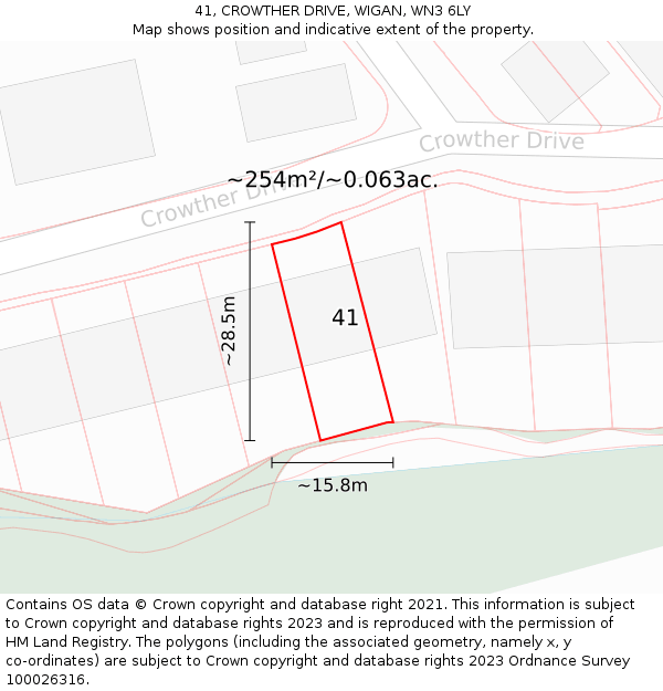 41, CROWTHER DRIVE, WIGAN, WN3 6LY: Plot and title map