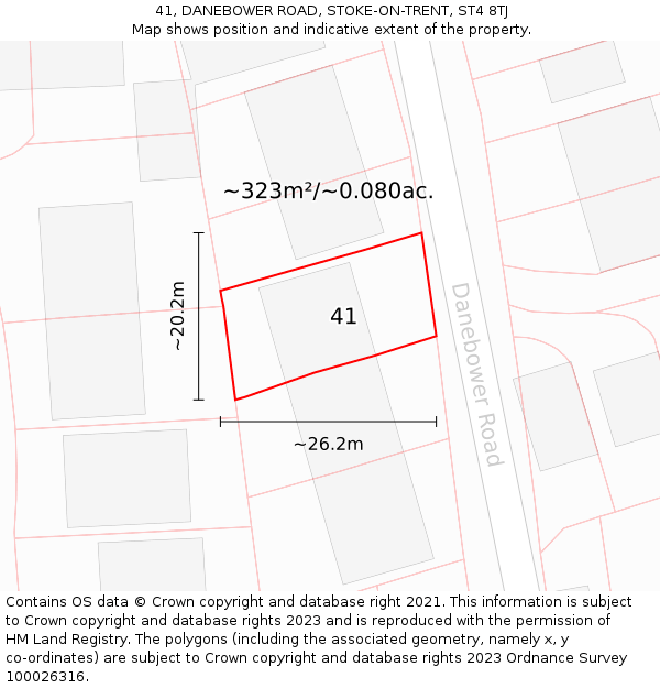 41, DANEBOWER ROAD, STOKE-ON-TRENT, ST4 8TJ: Plot and title map