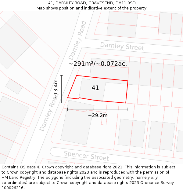 41, DARNLEY ROAD, GRAVESEND, DA11 0SD: Plot and title map