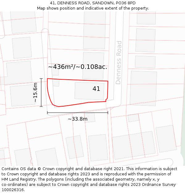 41, DENNESS ROAD, SANDOWN, PO36 8PD: Plot and title map