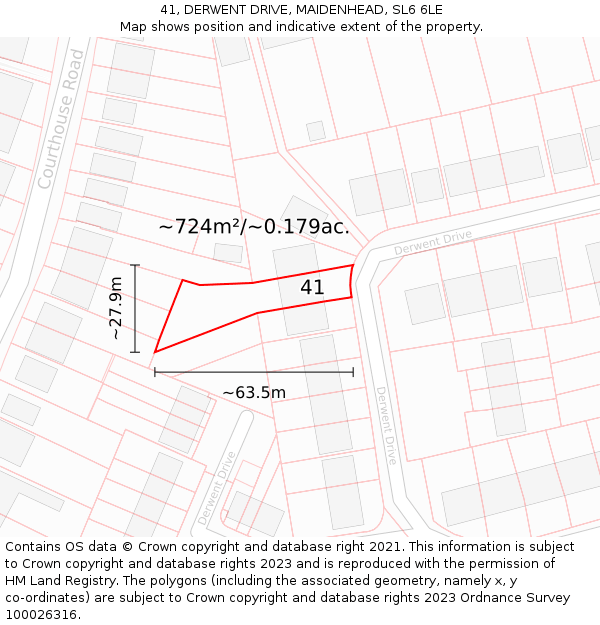 41, DERWENT DRIVE, MAIDENHEAD, SL6 6LE: Plot and title map