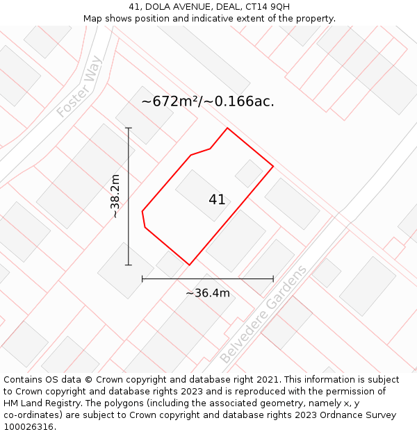 41, DOLA AVENUE, DEAL, CT14 9QH: Plot and title map