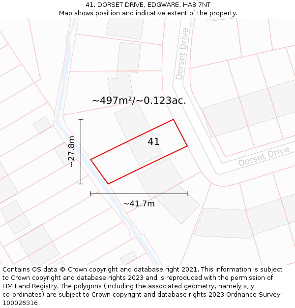 41, DORSET DRIVE, EDGWARE, HA8 7NT: Plot and title map