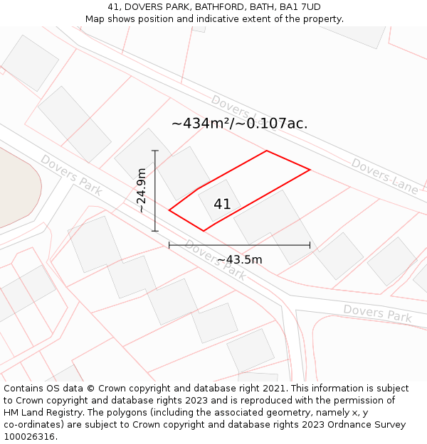 41, DOVERS PARK, BATHFORD, BATH, BA1 7UD: Plot and title map