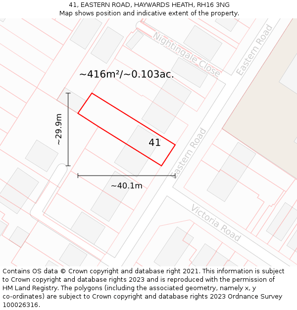 41, EASTERN ROAD, HAYWARDS HEATH, RH16 3NG: Plot and title map