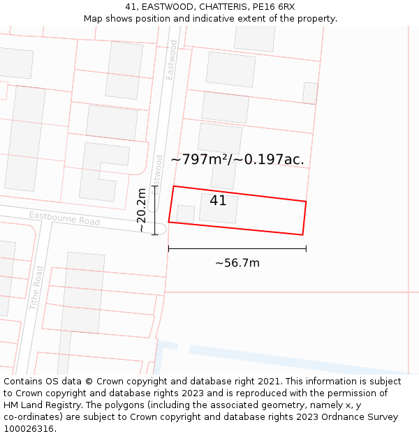 41, EASTWOOD, CHATTERIS, PE16 6RX: Plot and title map