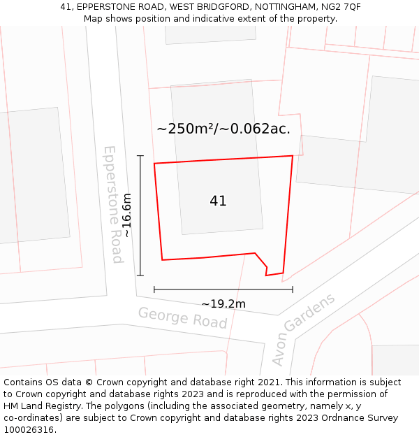 41, EPPERSTONE ROAD, WEST BRIDGFORD, NOTTINGHAM, NG2 7QF: Plot and title map