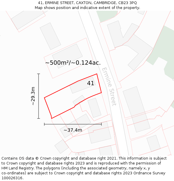 41, ERMINE STREET, CAXTON, CAMBRIDGE, CB23 3PQ: Plot and title map