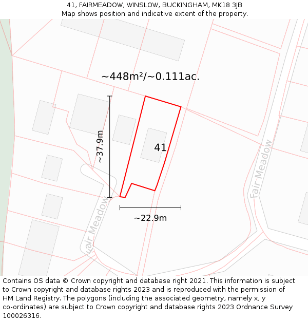 41, FAIRMEADOW, WINSLOW, BUCKINGHAM, MK18 3JB: Plot and title map