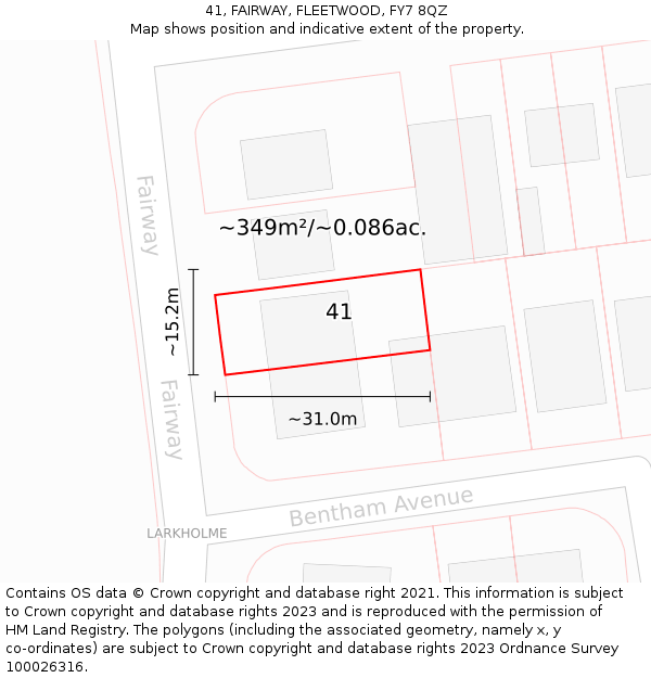 41, FAIRWAY, FLEETWOOD, FY7 8QZ: Plot and title map