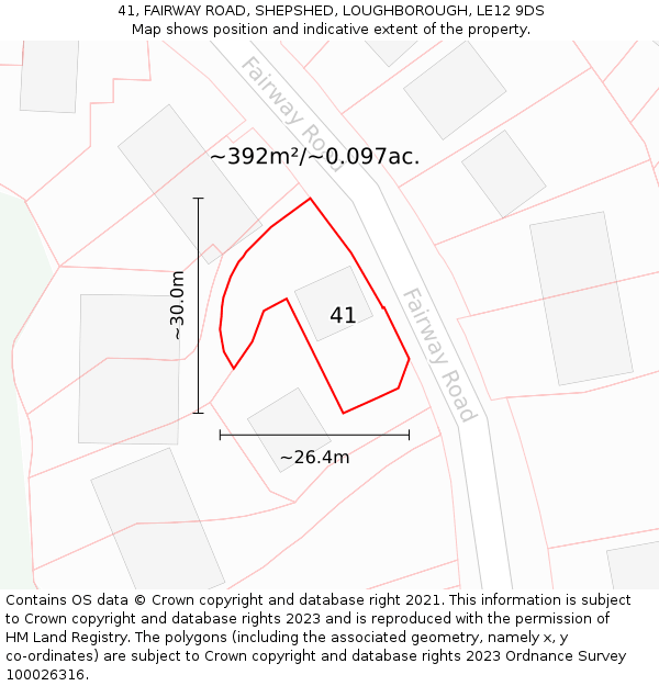 41, FAIRWAY ROAD, SHEPSHED, LOUGHBOROUGH, LE12 9DS: Plot and title map
