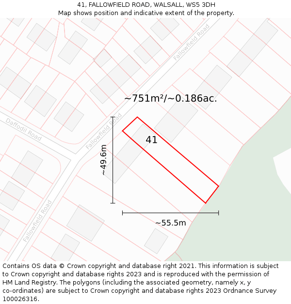 41, FALLOWFIELD ROAD, WALSALL, WS5 3DH: Plot and title map