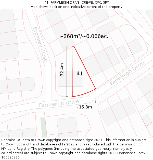 41, FARMLEIGH DRIVE, CREWE, CW1 3PY: Plot and title map