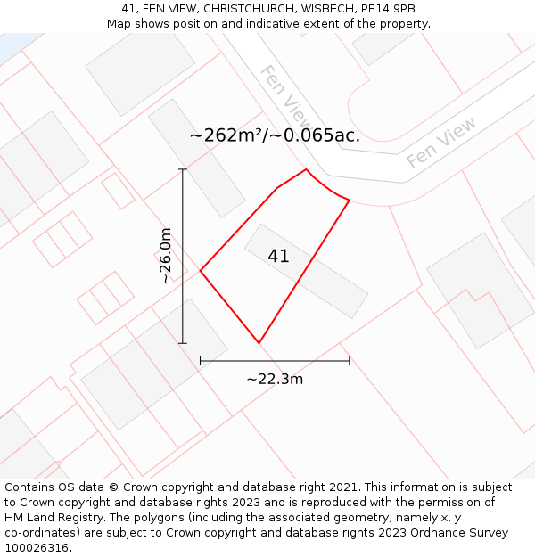 41, FEN VIEW, CHRISTCHURCH, WISBECH, PE14 9PB: Plot and title map